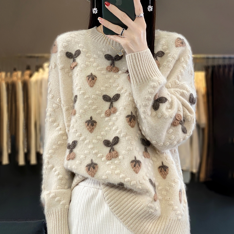 针织羊毛打底衫女2025年新款春秋洋气针织上衣遮肚子宽松大码毛衣