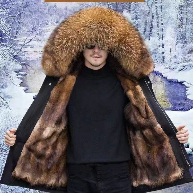 男女同款派克整貂内胆。活里活面。中款（内胆连帽+内衬防粘毛+毛袖）