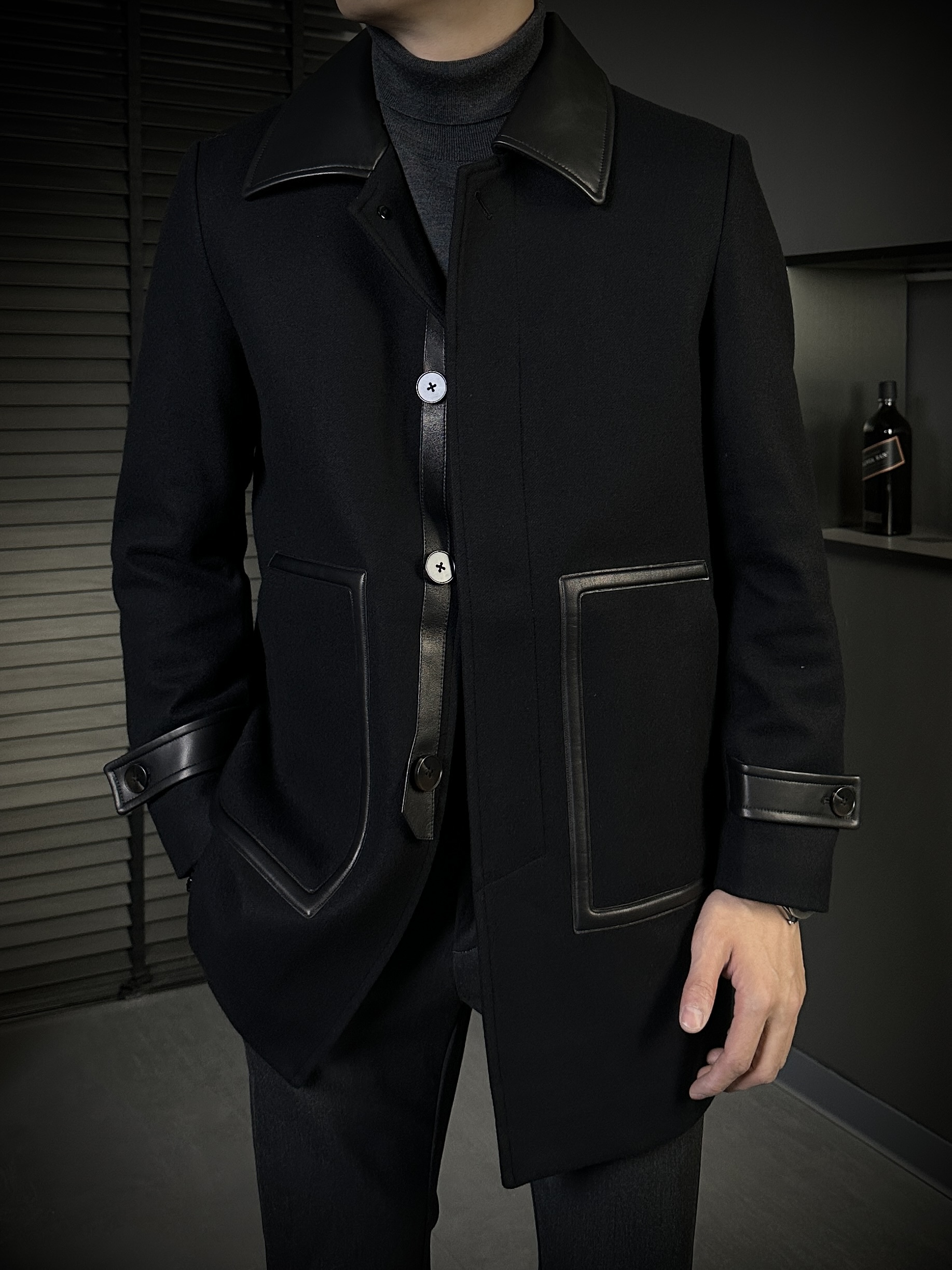 KING&GUCH【绵羊皮拼皮✚白鸭绒】冬季新款百搭羊毛羽绒大衣8D118