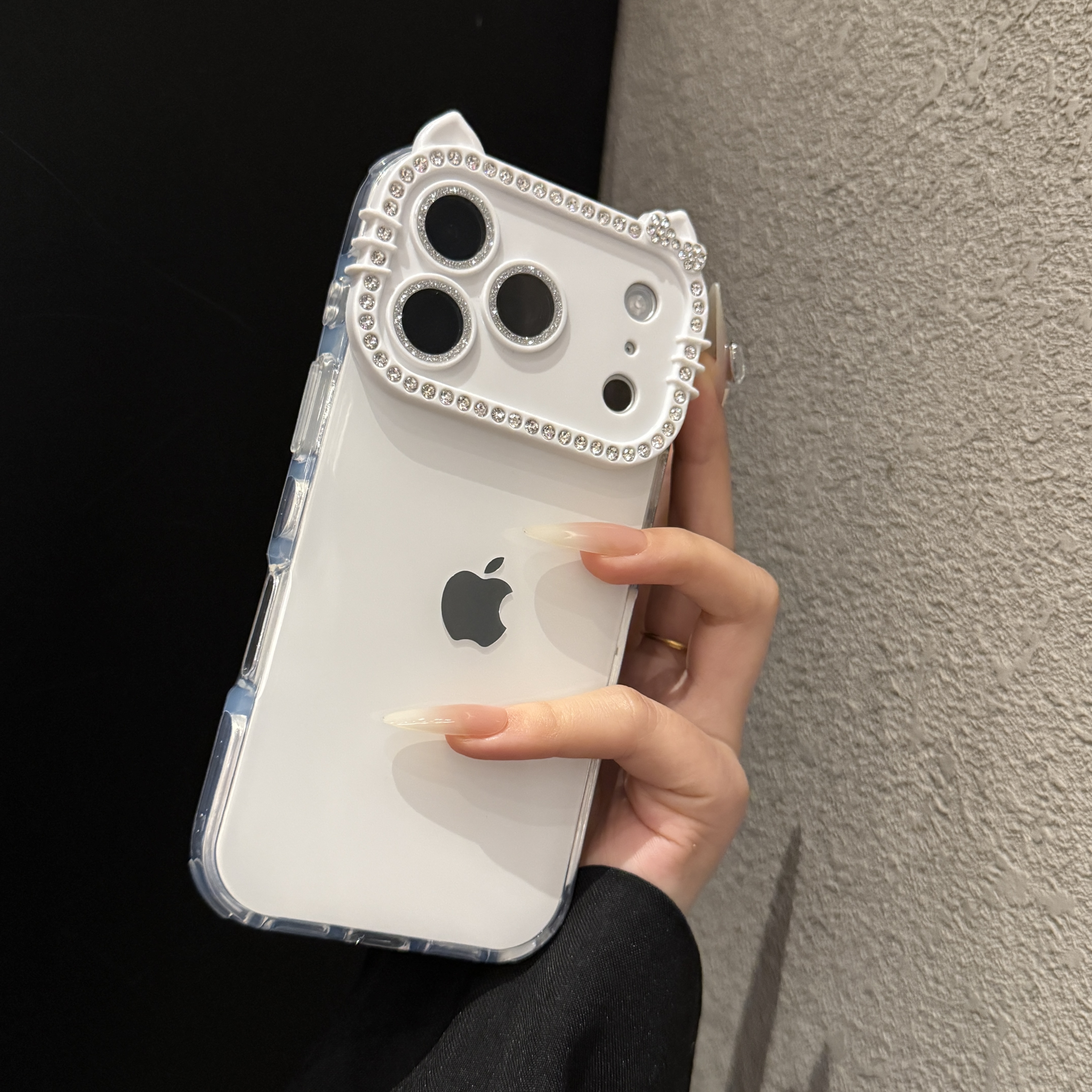 闪钻猫咪果冻适用适用iPhone17pro手机壳 苹果16promax全包15简约