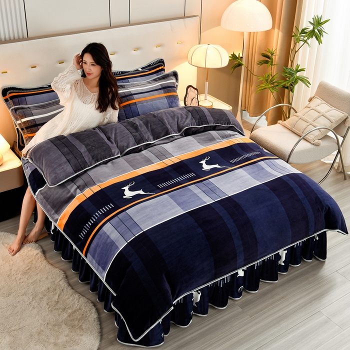 （活动中）加厚高克重8斤多重牛奶绒印花四件套超厚冬季保暖绒被套