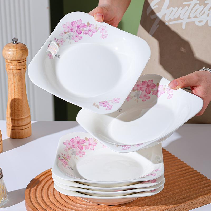 真益彩新款海棠花8.5英寸如意盘家用盘子网红创意简约陶瓷盘碟
