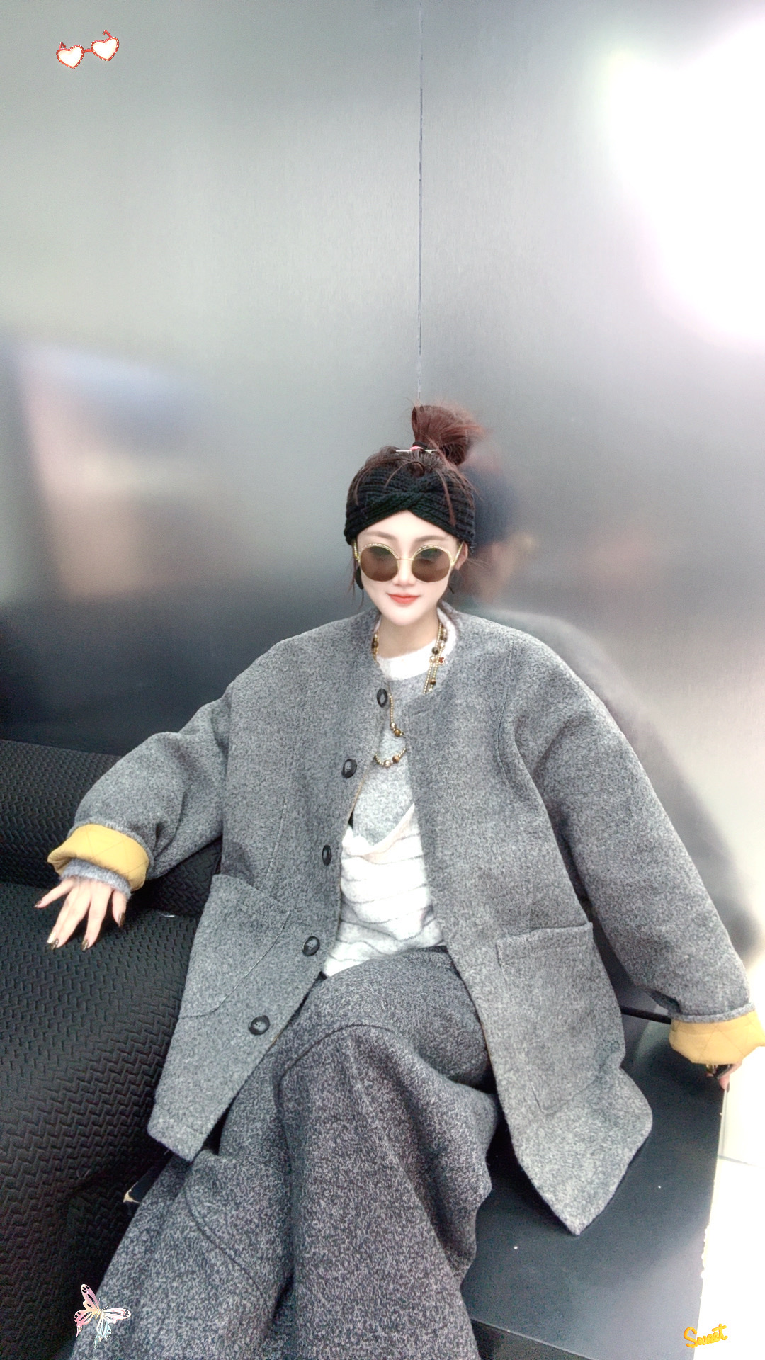 「彤彤」加棉两件套羊绒韩国毛呢外套112480