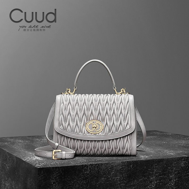 《专柜》Cuud时尚轻奢单肩斜挎牛皮女包小众气质腋下手提真皮女士包