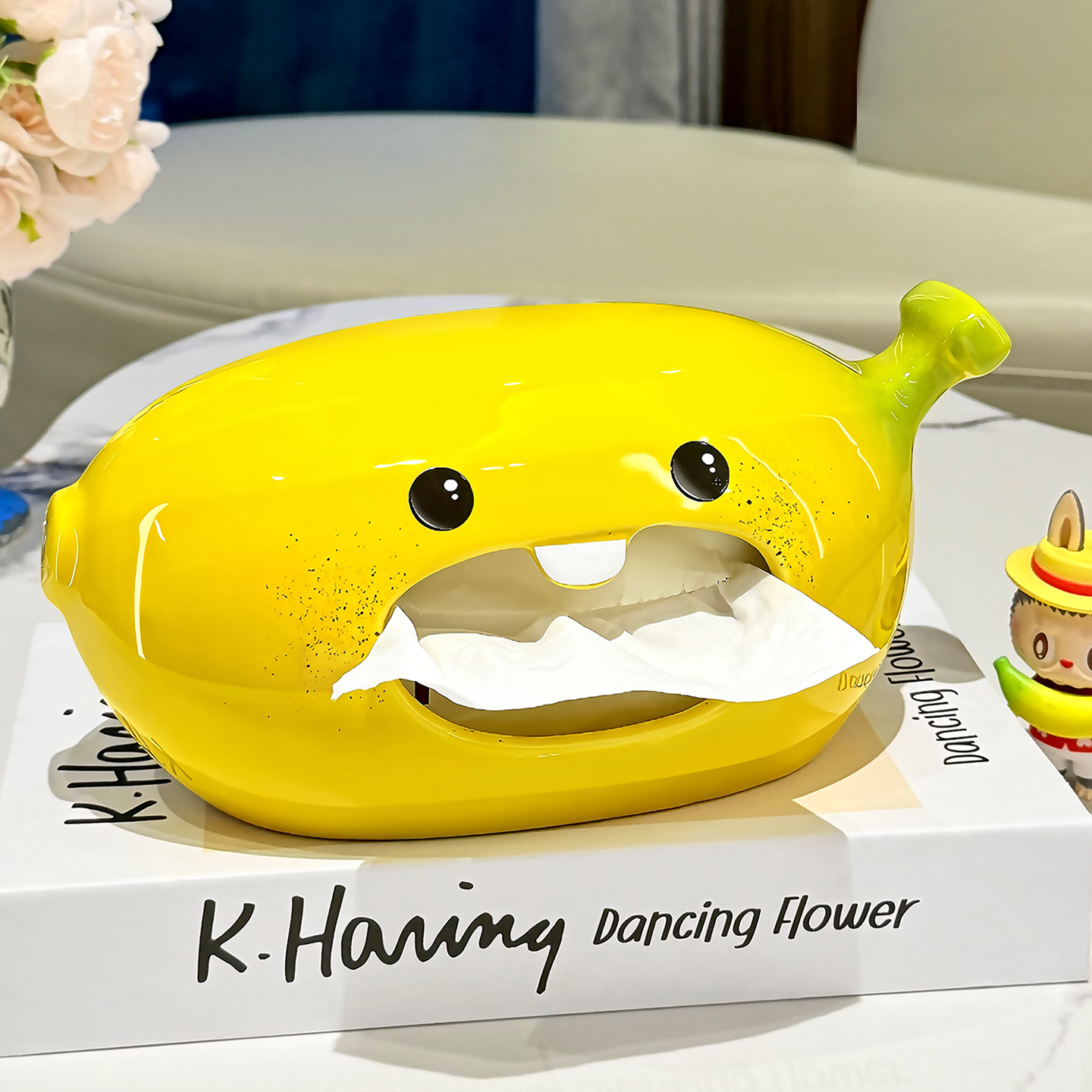 可爱陶瓷香蕉纸巾盒客厅轻奢创意抽纸盒家用玄关茶几摆件餐巾纸盒