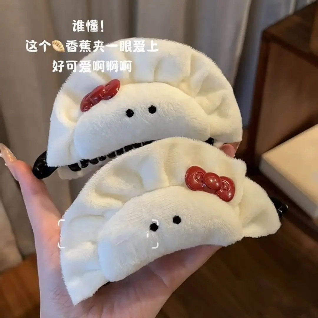 可爱呆萌饺子发夹毛绒仿真香蕉夹韩系可爱发爆款小众发卡韩版抓夹