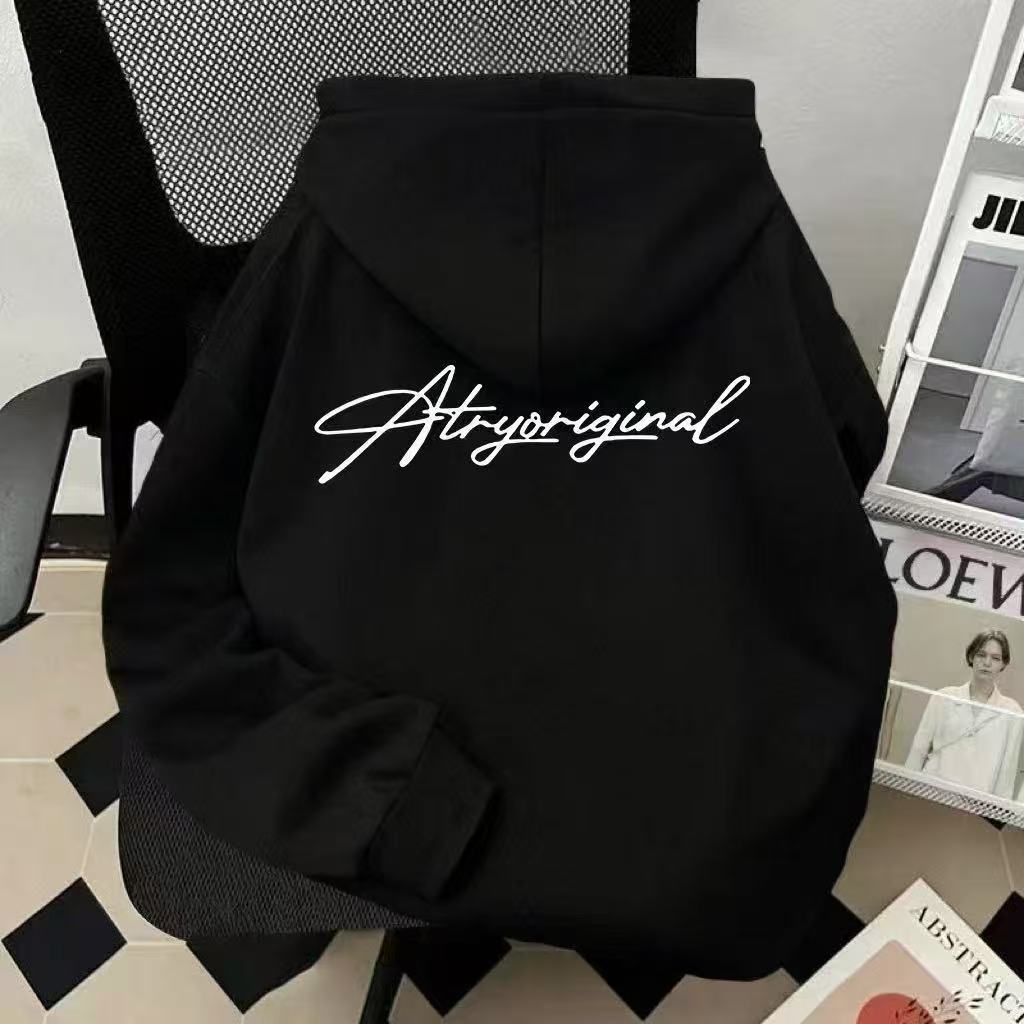 重磅美式hiohop高街简约字母印花秋冬新款加绒宽松情侣连帽卫衣is