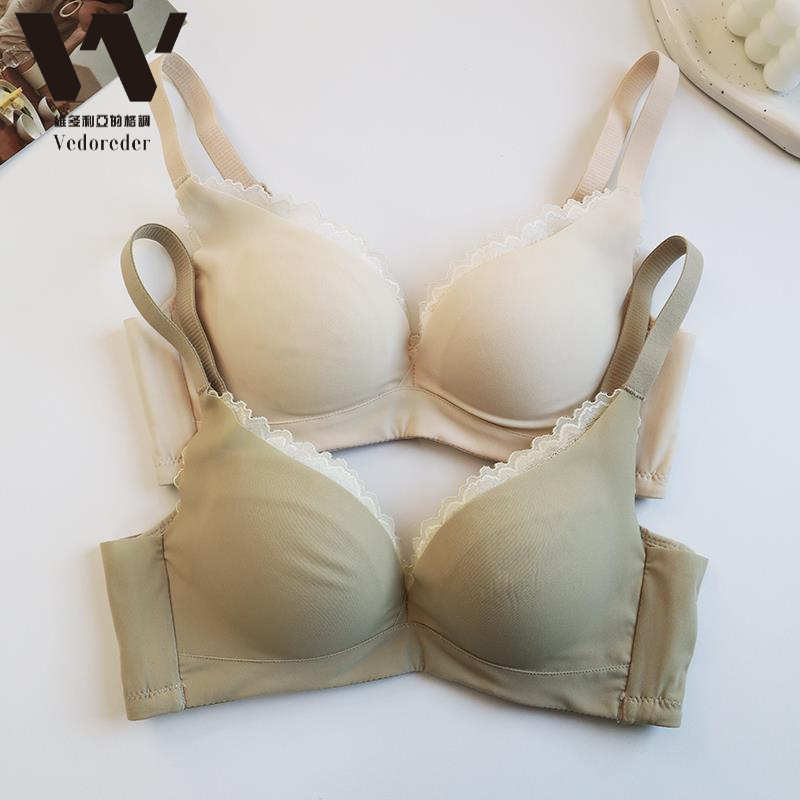 维多利亚日本无痕100%真丝桑蚕丝内衣女小胸聚拢收副乳防下垂无钢