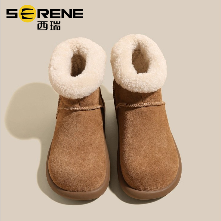 西瑞增高加绒雪地靴女款冬季新款百搭厚底短靴爆款防滑保暖女棉鞋