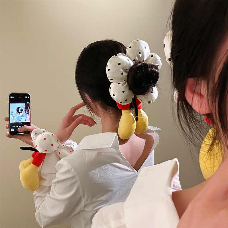 原版定制！可爱搞怪米奇屁股波点大肠发圈女丸子头高级感发饰头绳