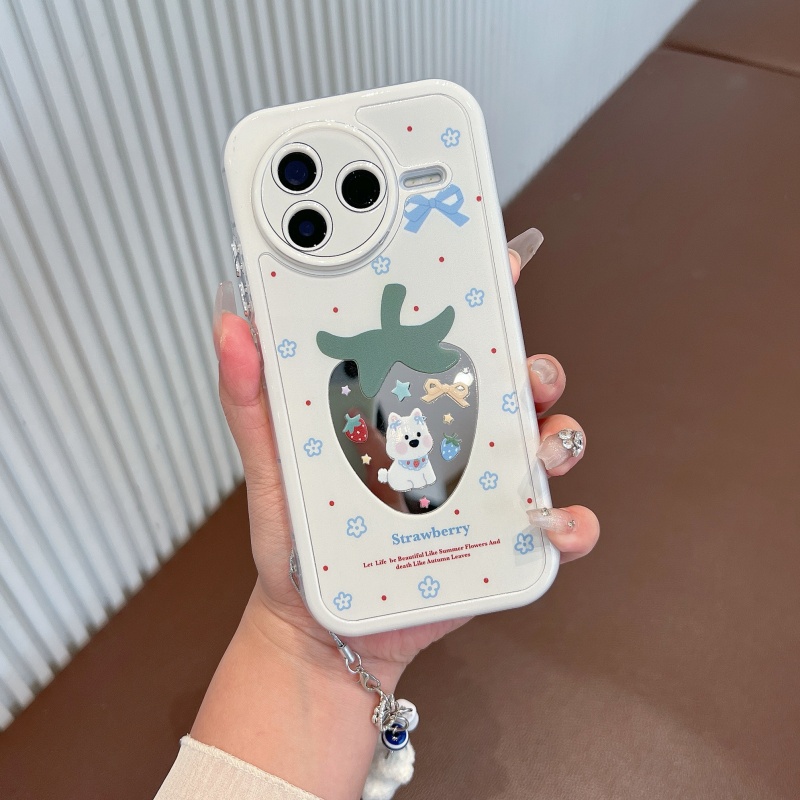 适用于红米k80手机壳新款k80pro镜面可爱草莓小狗防摔女款至尊版