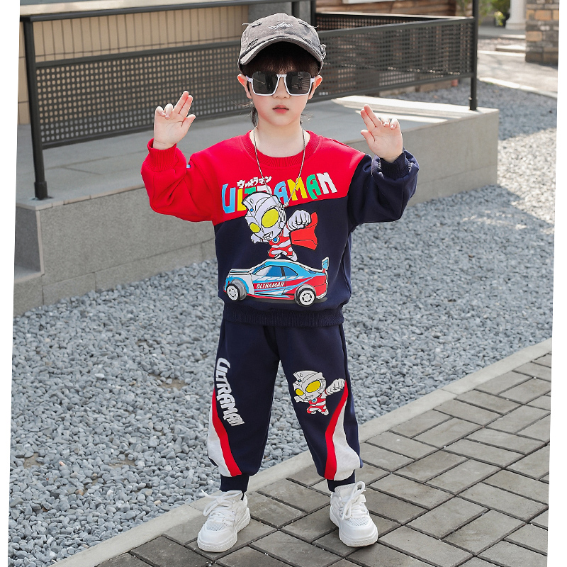 男童奥特曼套装2025新款春秋款儿童汽车轮胎奥特曼棉质休闲套装