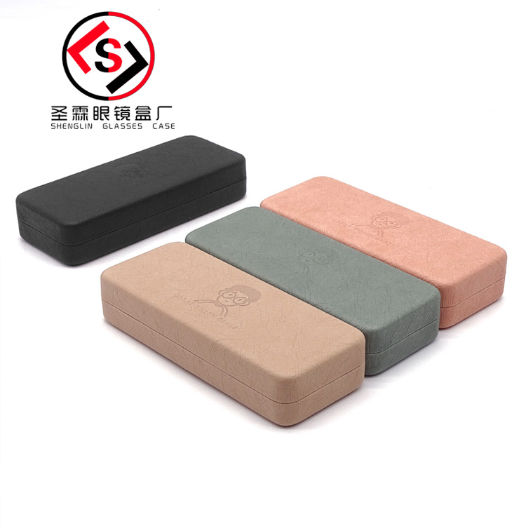简约眼镜盒抗压PU便携男士女学生近视镜铁盒logo压变小明大方