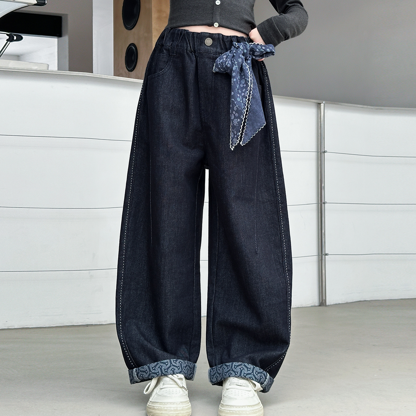 女童裤子春秋2025新款儿童秋装牛仔裤韩版中大童百搭休闲长裤12岁