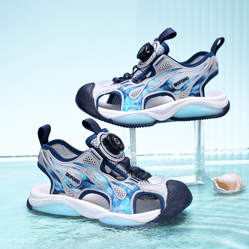 芭菲龙儿童凉鞋防撞包头凉鞋男童6-12岁软底休闲女童户外沙滩鞋