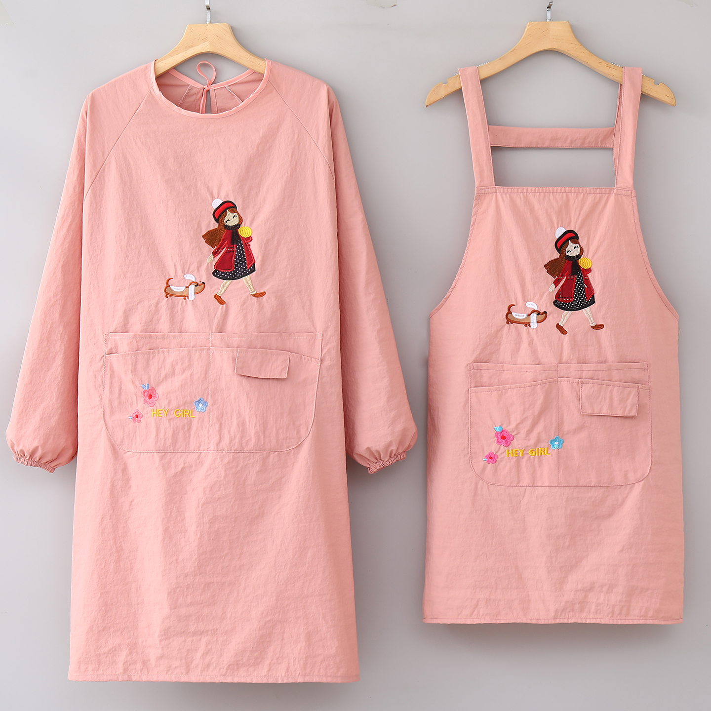 罩衣围腰时尚厨房做饭专用防泼水舒适长袖围裙餐饮防污耐脏工作服