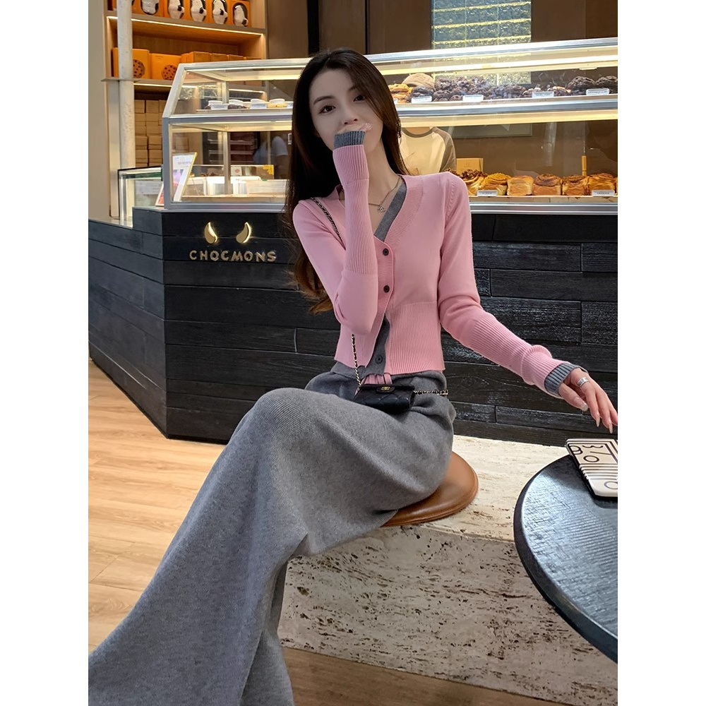 套装上衣开衫长袖针织高腰阔腿裤显瘦气质时尚休闲洋约会时尚套装