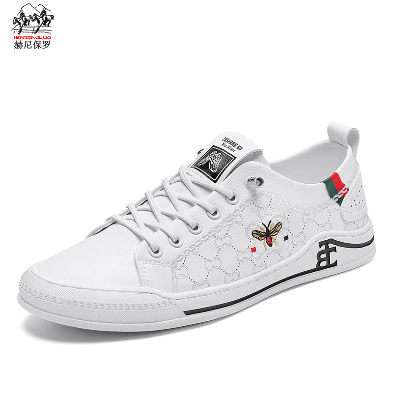 赫尼保罗百搭透气夏季板鞋男士低帮小白鞋一脚蹬夏季透气小白鞋男