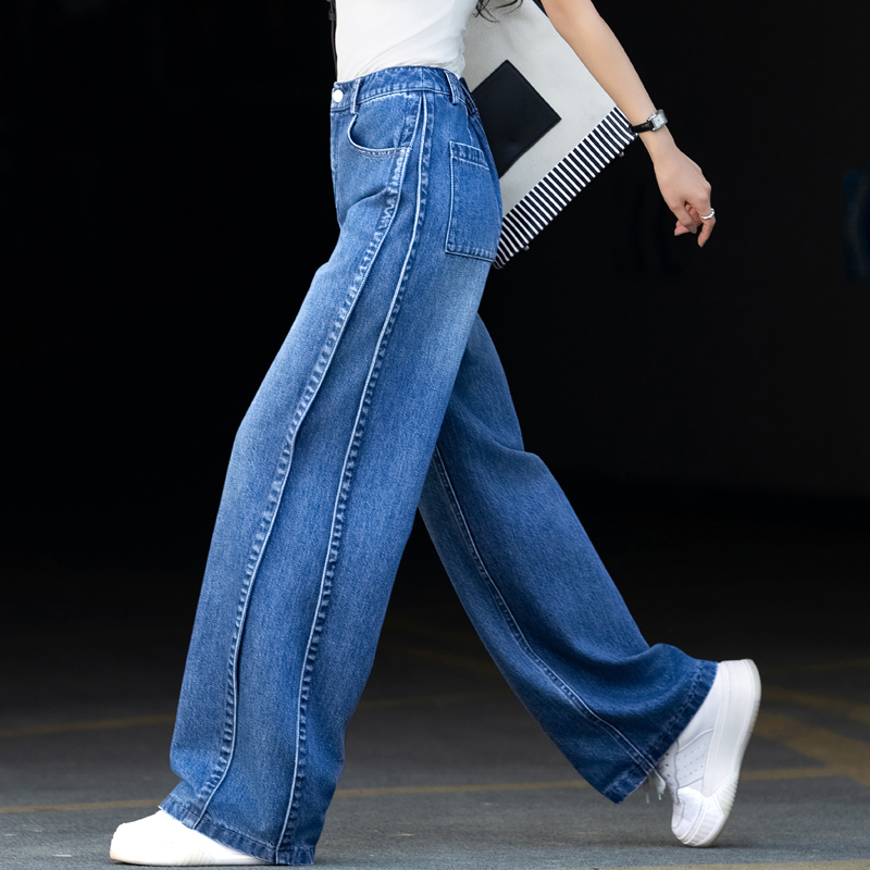 美式复古高腰阔腿裤牛仔裤女款爆款2025新款秋冬女装宽松直筒长裤