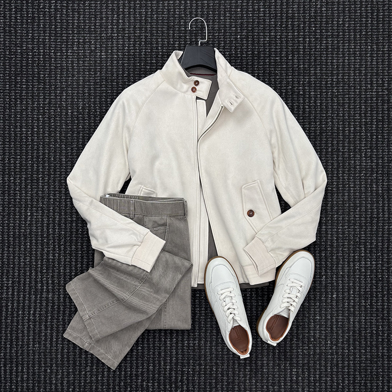 MIGSIMHE·秋冬季美式复古麂皮绒哈灵顿夹克男士立领抗皱休闲外套