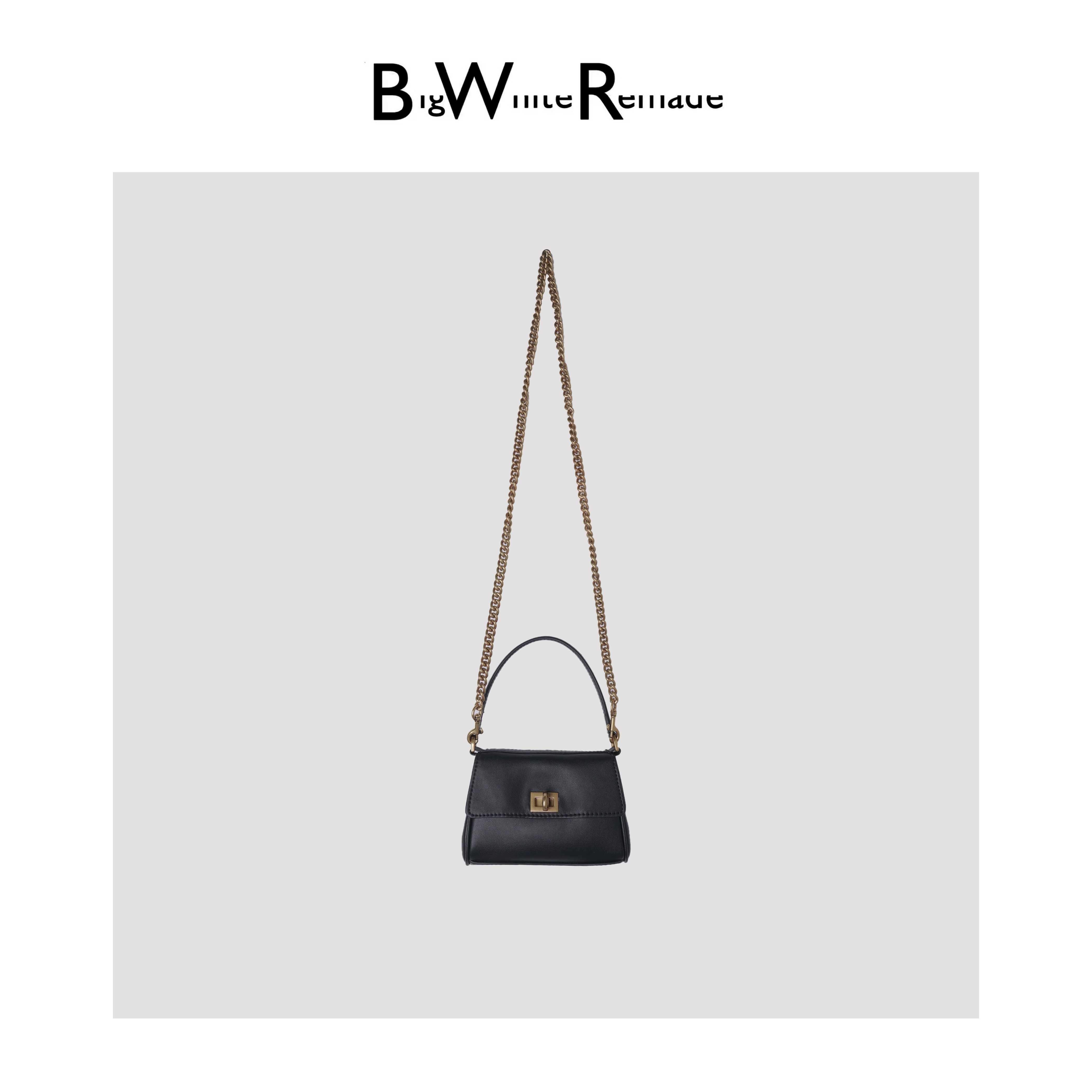 BIG WHITE REMADE“小方盒”100头层牛皮时尚高级单肩斜挎包D5L9811