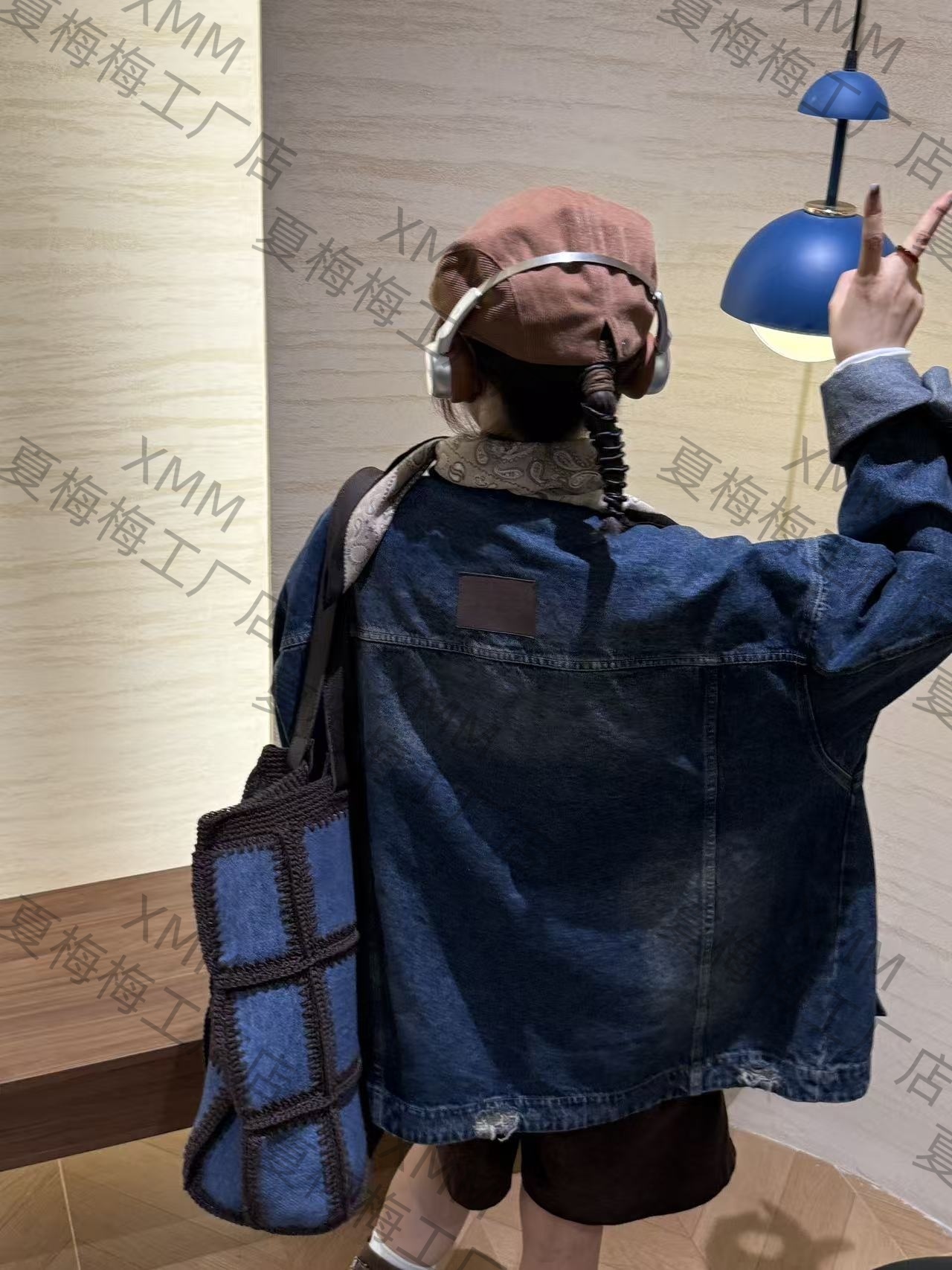 XMM.《RR贴标圆领牛仔外套》秋款时尚百搭潮流洋气贴标牛仔外套U002