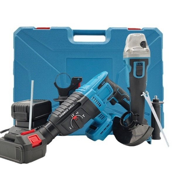 电锤角磨机两件套三功能多用途电锤锂电无刷套装跨境外贸电动工具