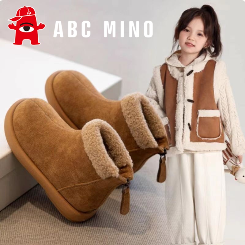 ABC MINO女童棉鞋加绒冬季2025新款儿童时尚棉靴二棉中大童雪地靴