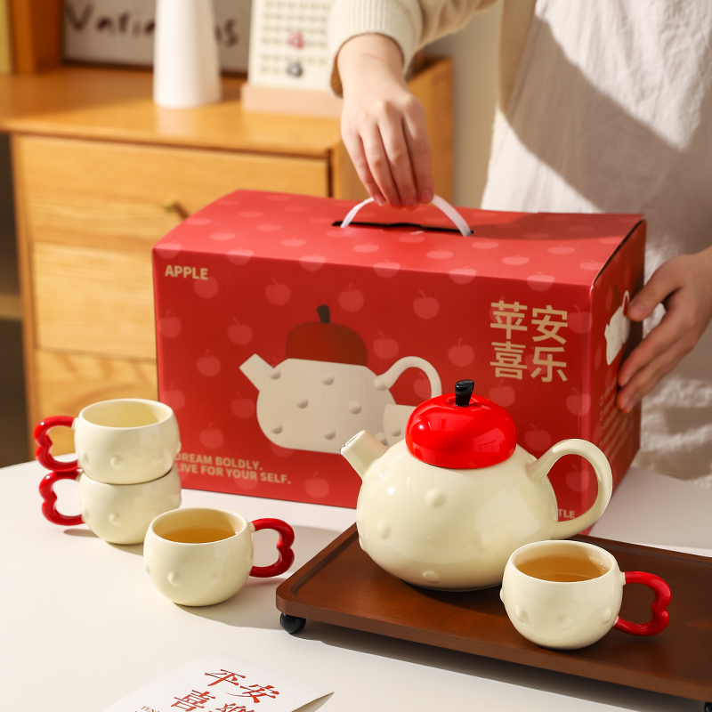 川岛屋可爱茶壶套装泡茶家用茶杯带托盘礼盒新婚新年乔迁生日礼物