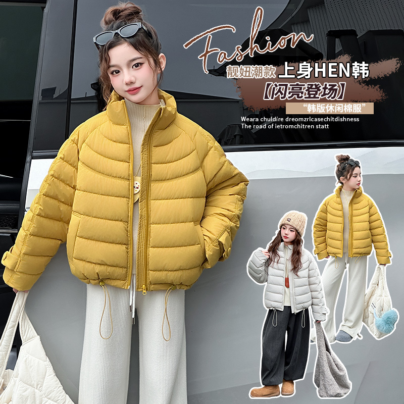 女童棉衣冬季新款休闲潮款排骨风棉服韩版立领时尚女童冬装外套