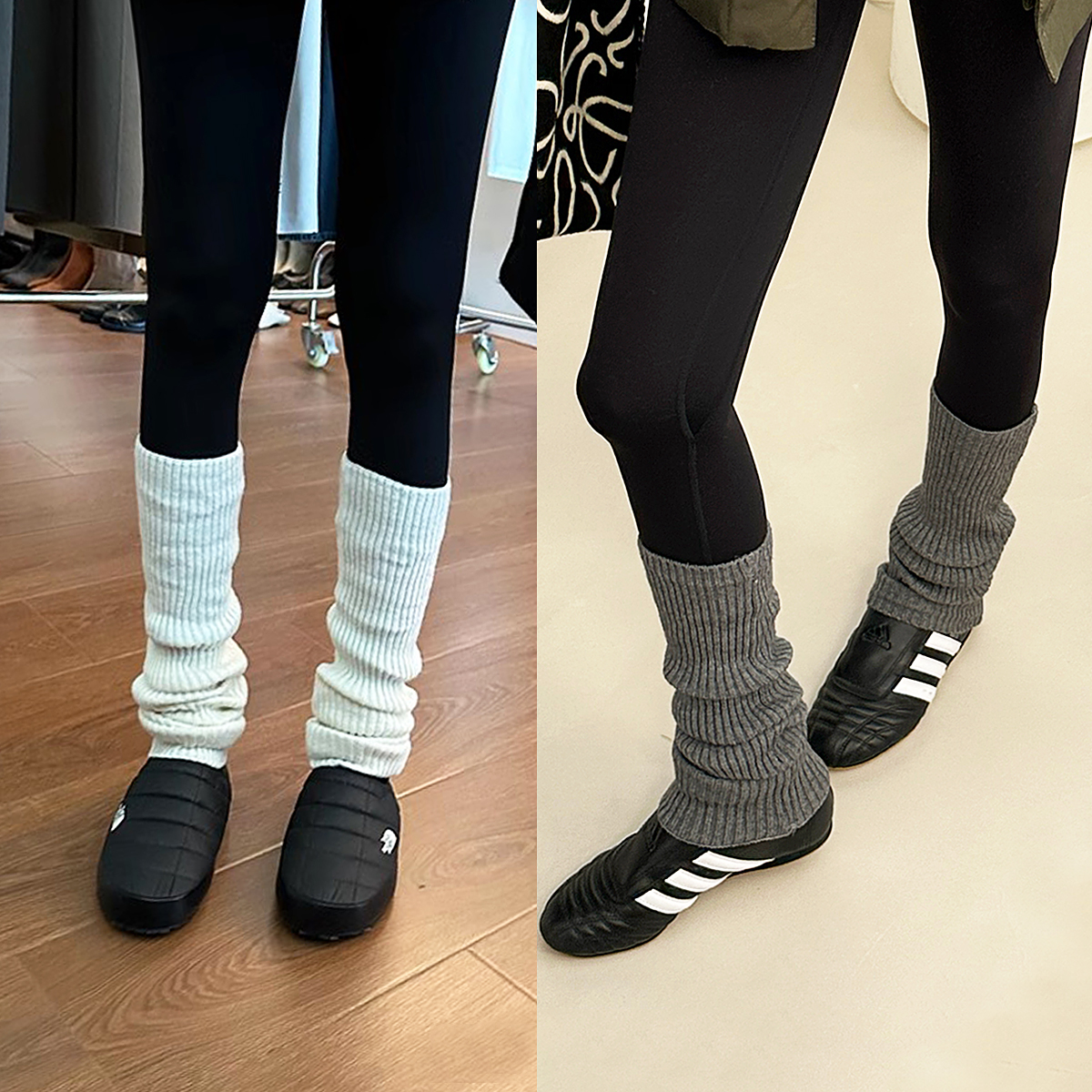 陈姬儿冬季灰色雪地靴堆堆袜套保暖护膝袜针织长袜套小腿腿套8801