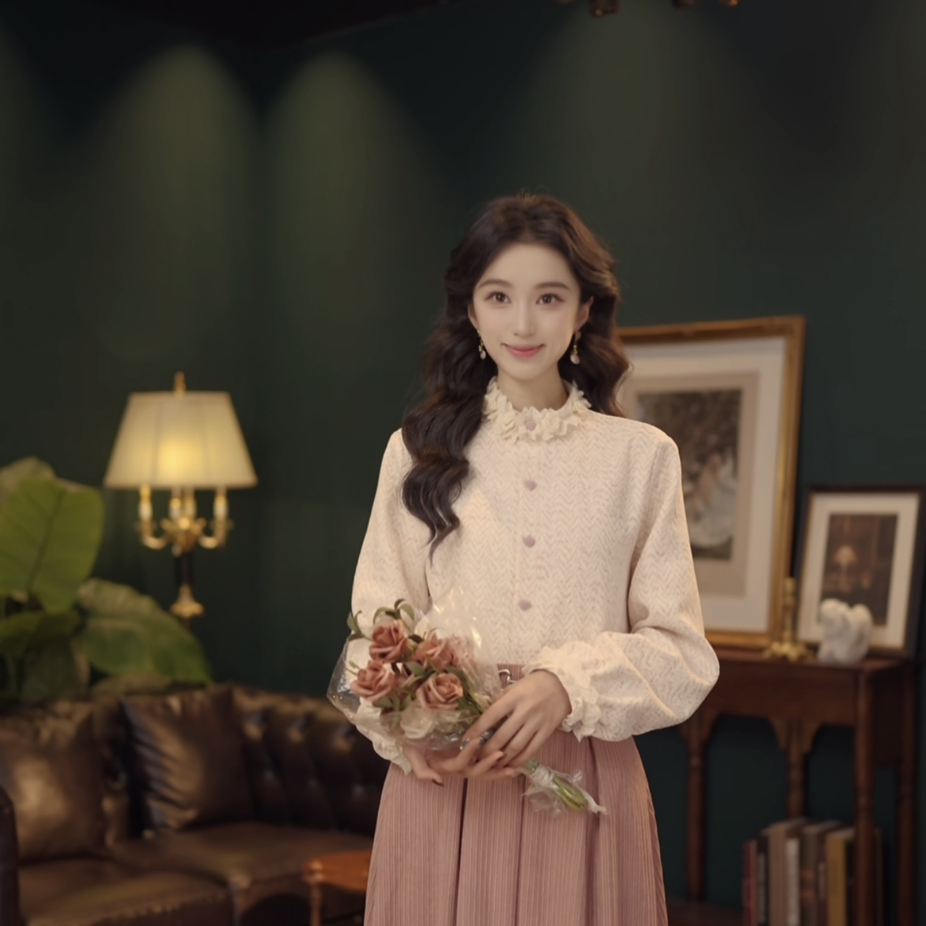 琦琦【暖花甜茶​​】复古港风秋冬厚款休闲百搭衬衫上衣 YL5273273