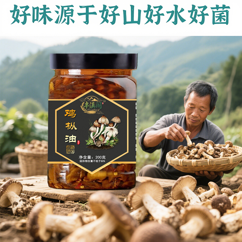 山货鸡枞油鸡枞菌牛肝菌酱香菌云南菌酱下饭拌面拌菜500g200g
