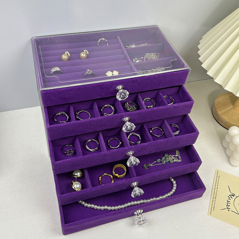 紫色首饰盒戒指耳环项链收纳盒高级感珠宝盒2025新款生日礼物女生