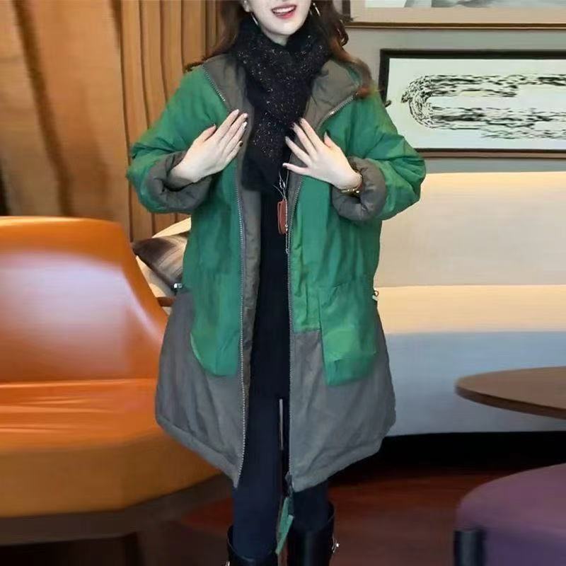 韩版气质百搭立领双面穿棉衣秋冬新款休闲显瘦中长款加厚保暖棉服