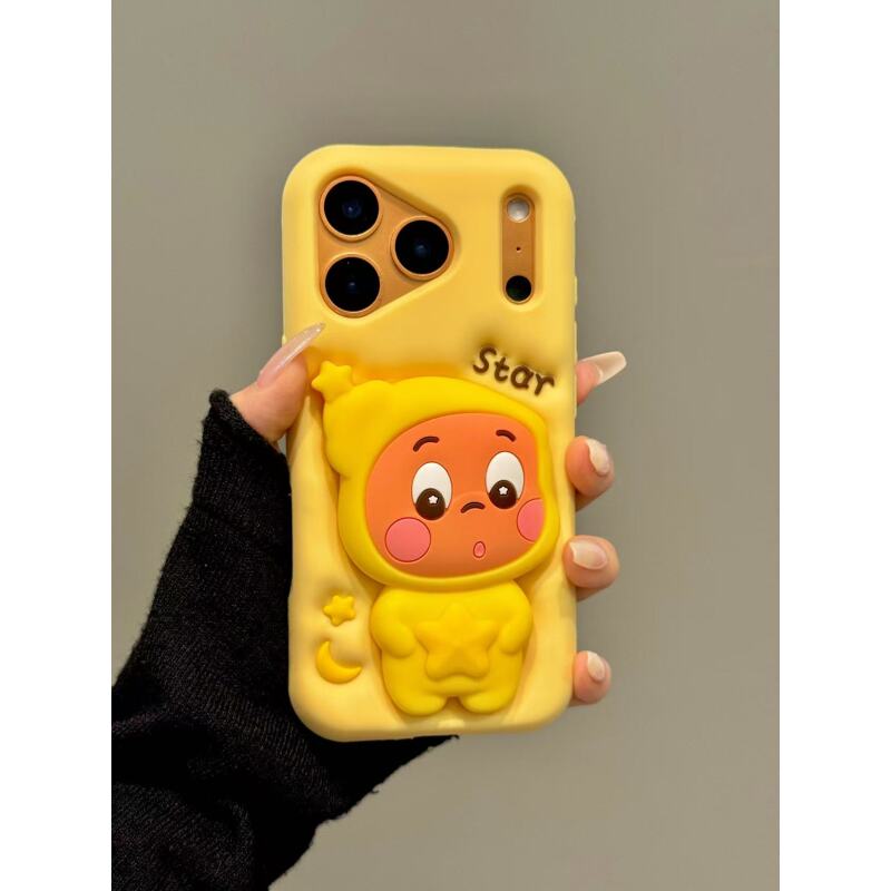 卡通抱星星红脸星星宝宝适用iphone17promax苹果16手机壳硅胶软壳