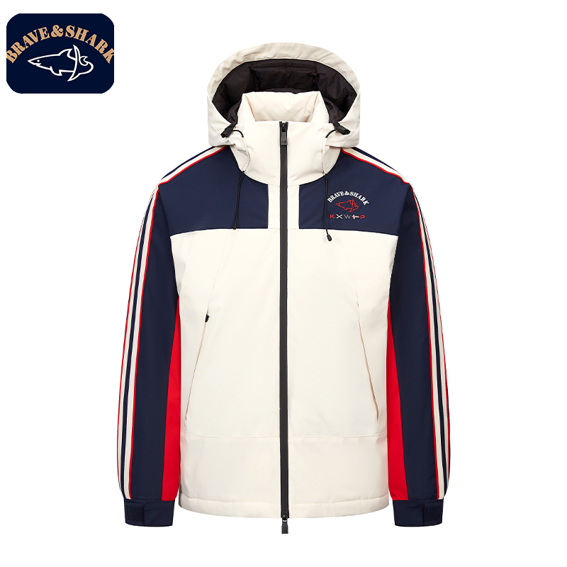 【官方正品】BRAVE&SHARK/鲨鱼羽绒服男冬装外套加厚连帽休闲