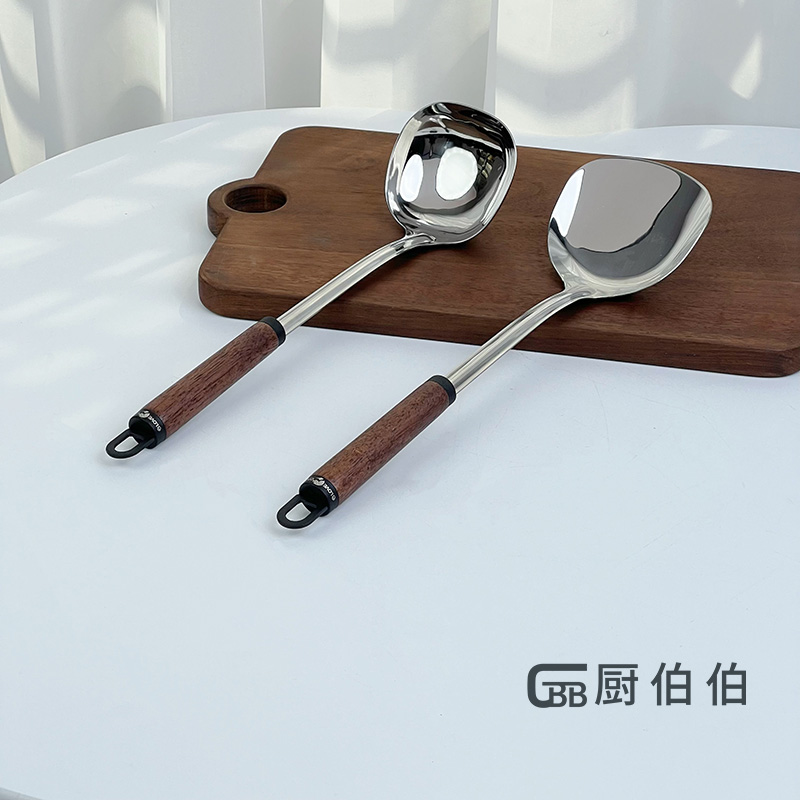 榉木勺铲304不锈钢炒菜铲子大汤勺