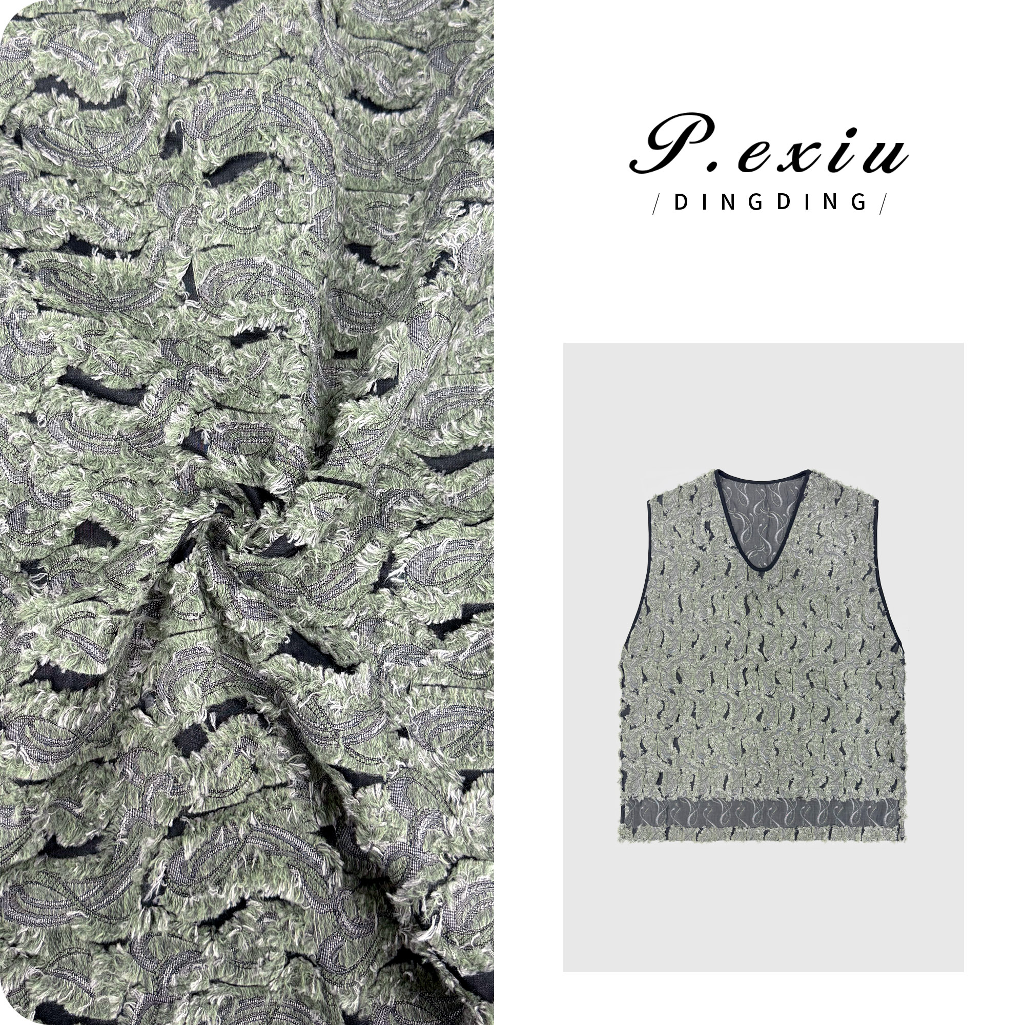 羊毛人丝重工剪花刺绣V领高级感无袖马甲M9035