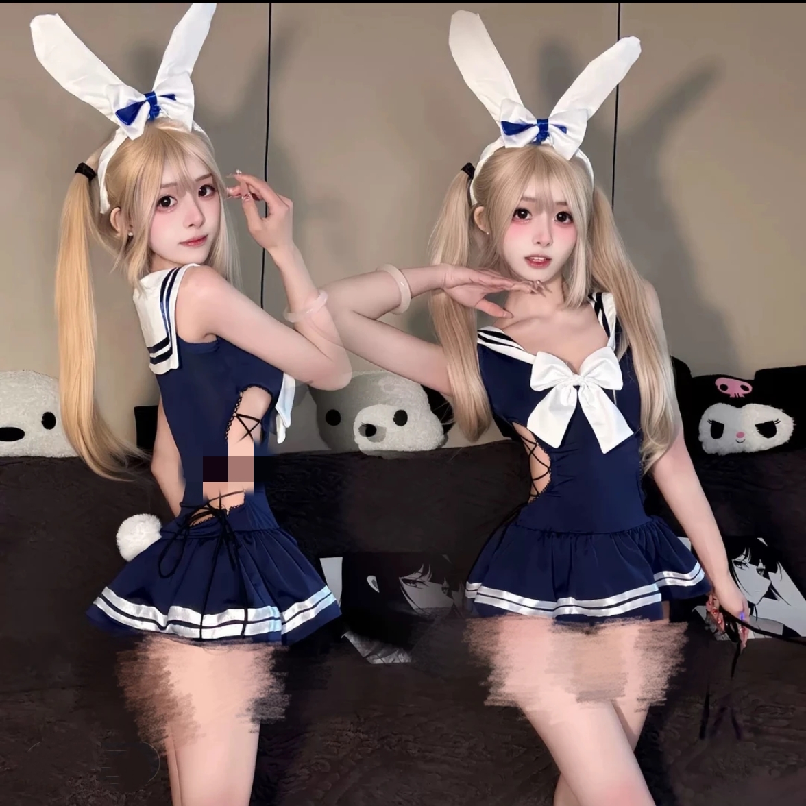 【夏夜快乐】软萌小兔！甜美日系学院cos纯欲兔少女百褶裙制服套装