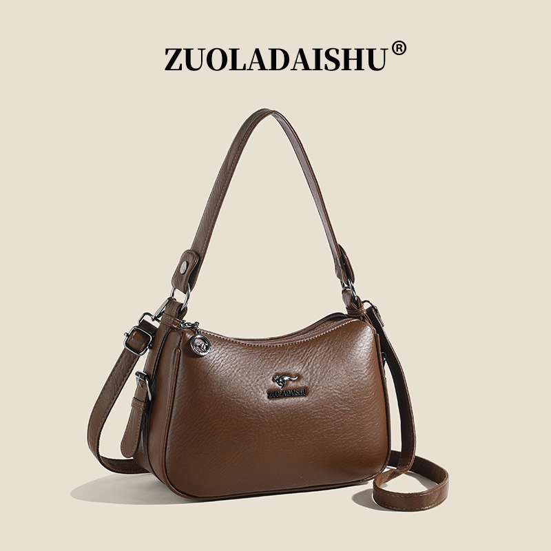 秋冬新款女士枕头包软皮女包单肩包斜挎包包腋下包多隔层时尚挎包