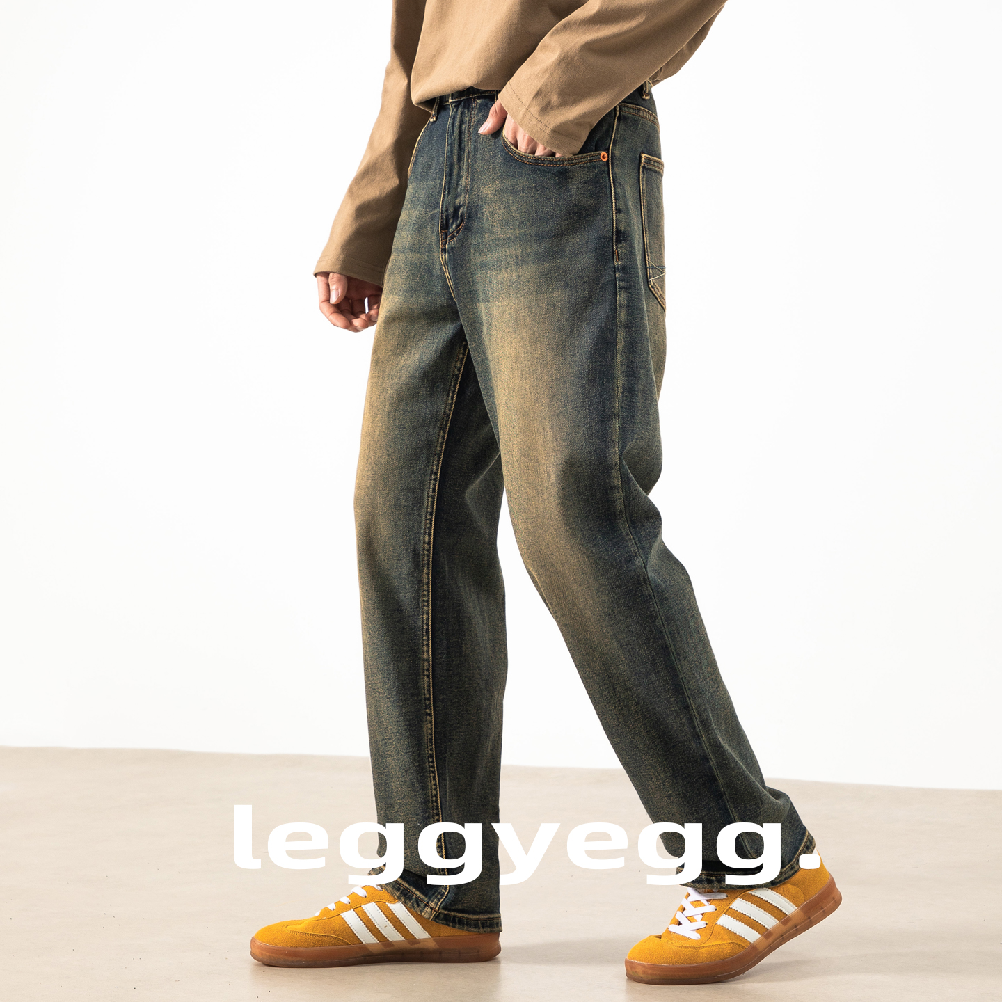 美式复古牛仔裤男潮牌直筒宽松高端水洗大码百搭弹力裤子秋季新款