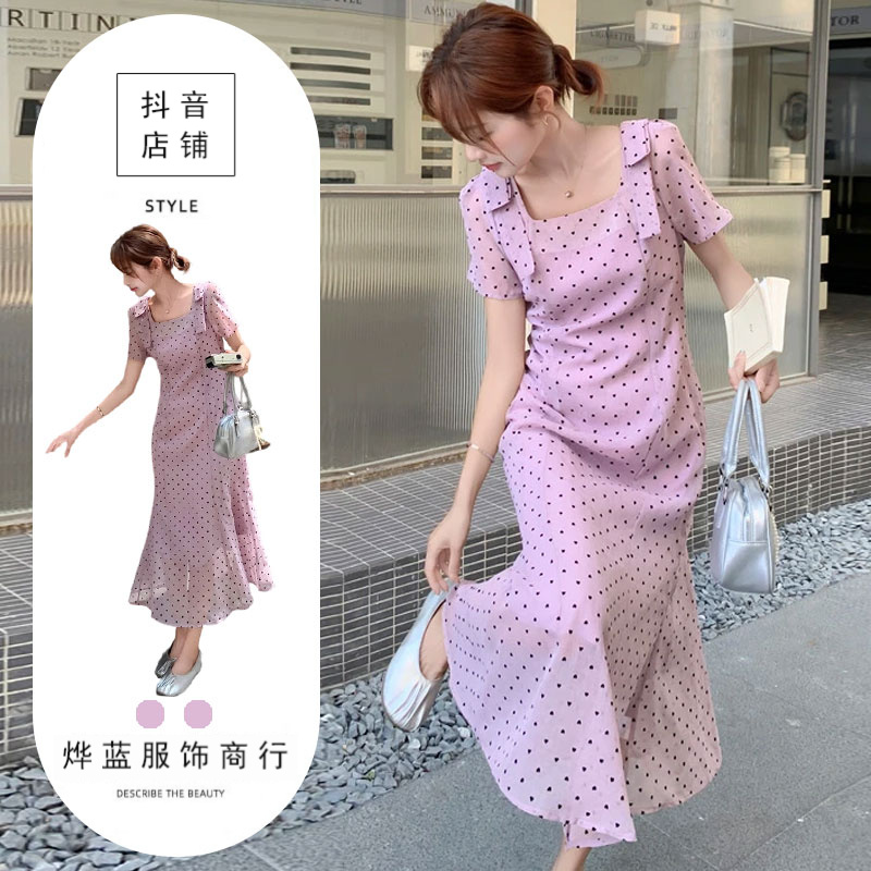 法式浪漫风波点连衣裙女2025夏季新款优雅气质高级氛围感收腰裙子