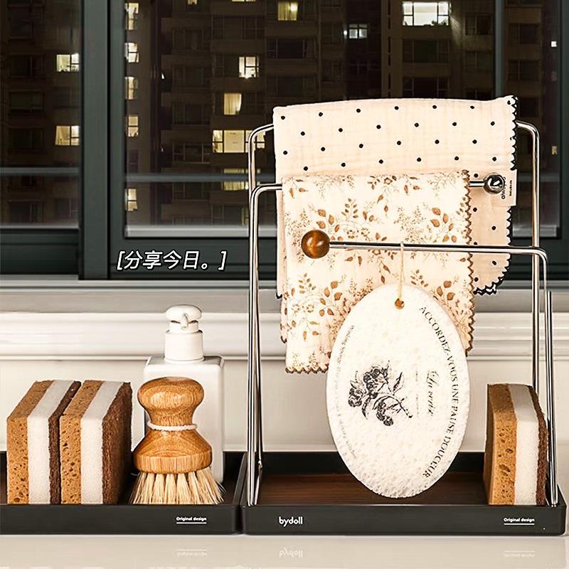 抹布沥水架不锈钢家用高档窄边挂洗碗布海绵窗台专用厨房晾抹布架