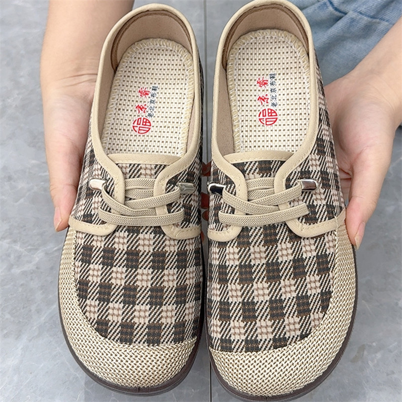 新款老北京布鞋轻便舒适棉麻妈妈鞋休闲女鞋一脚蹬平底懒人鞋