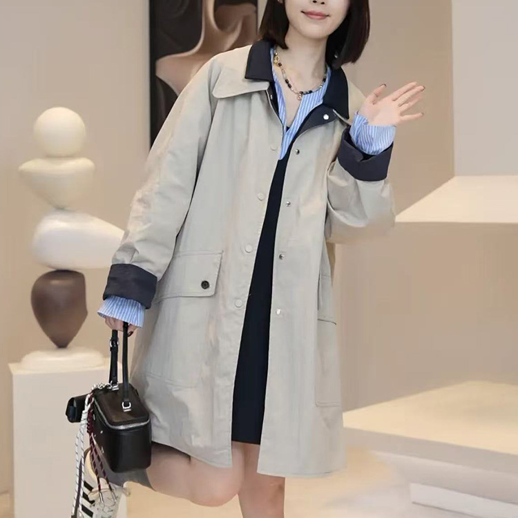 韩版设计感两面穿风衣外套女2025秋季新宽松显瘦小个子中长款上衣