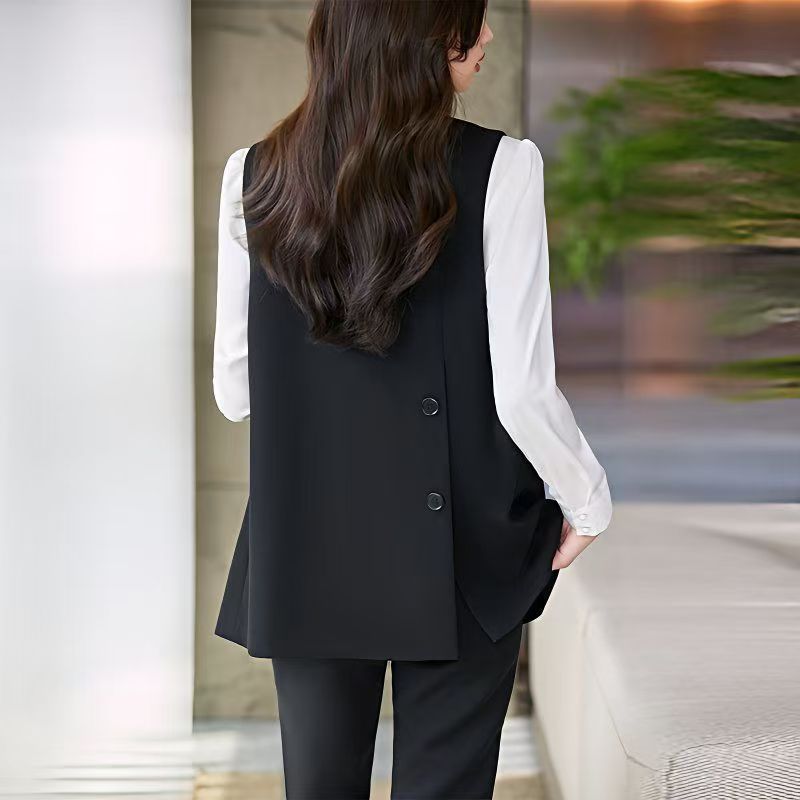 2025秋季新款职场修身西装马甲女设计无袖显瘦马夹外套垂感坎肩01