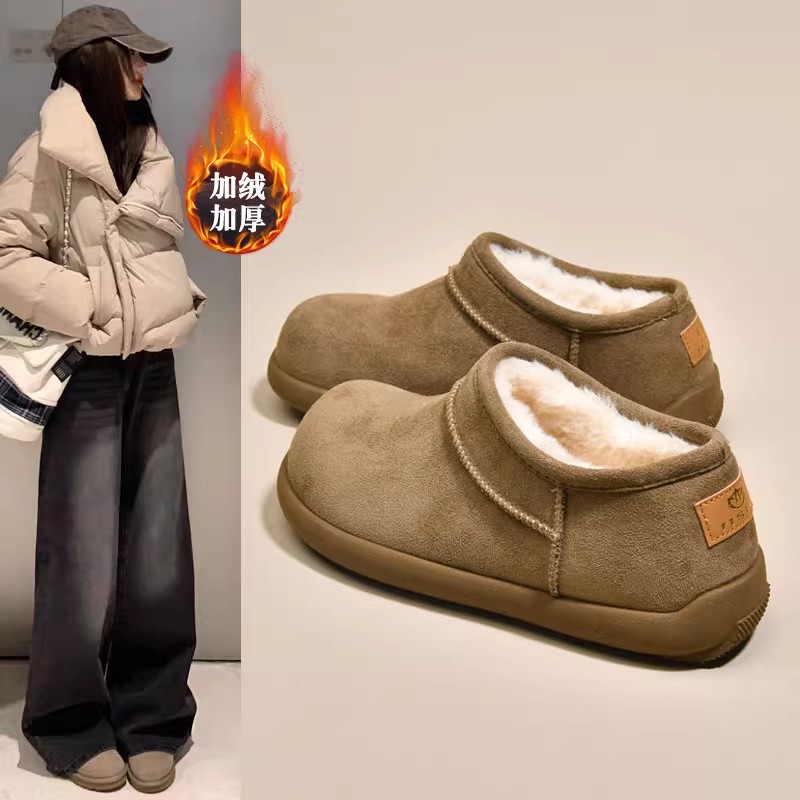 厚底小土豆面包勃肯鞋雪地靴女2025冬季新款加绒加厚保暖东北棉鞋