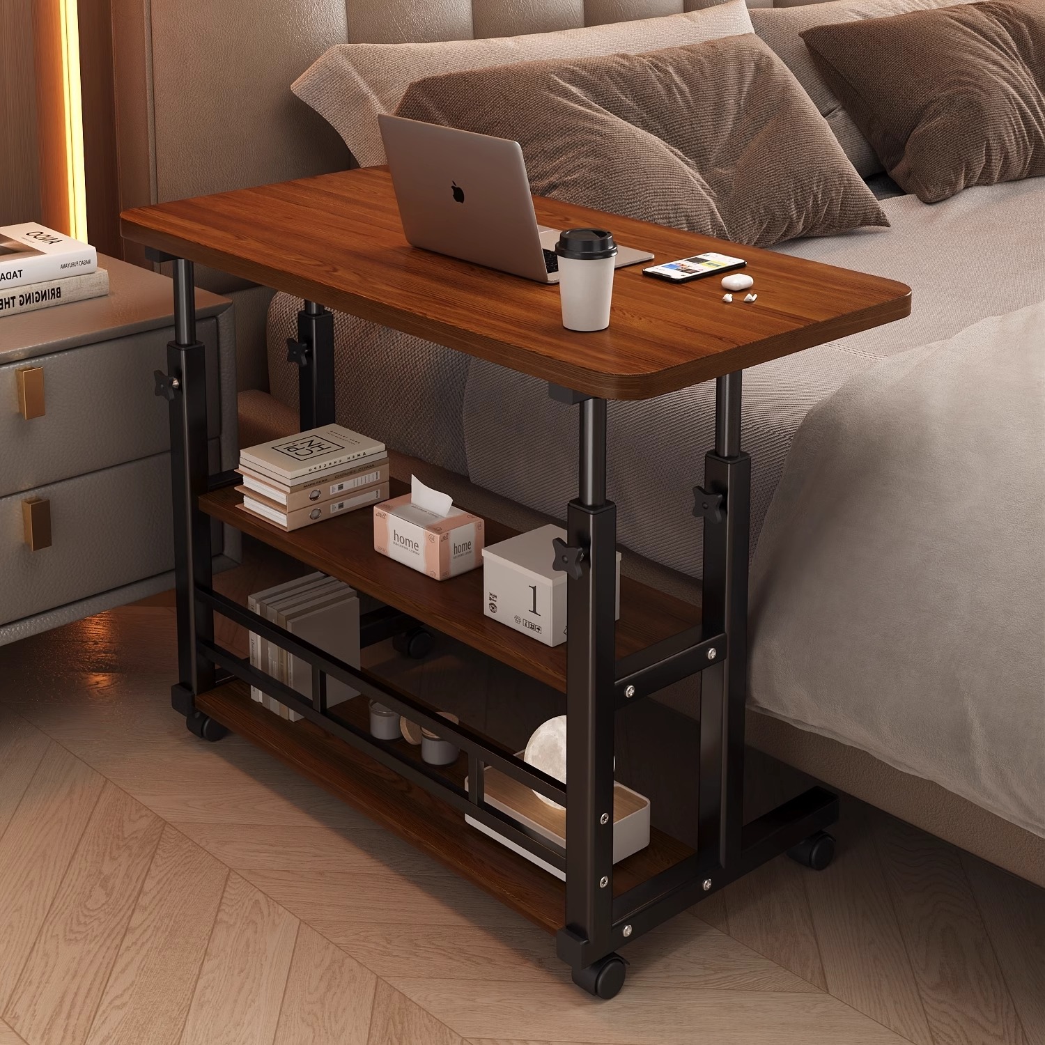 床边桌可移动升降电脑桌子卧室家用简易学生写字桌宿舍夹缝小书桌