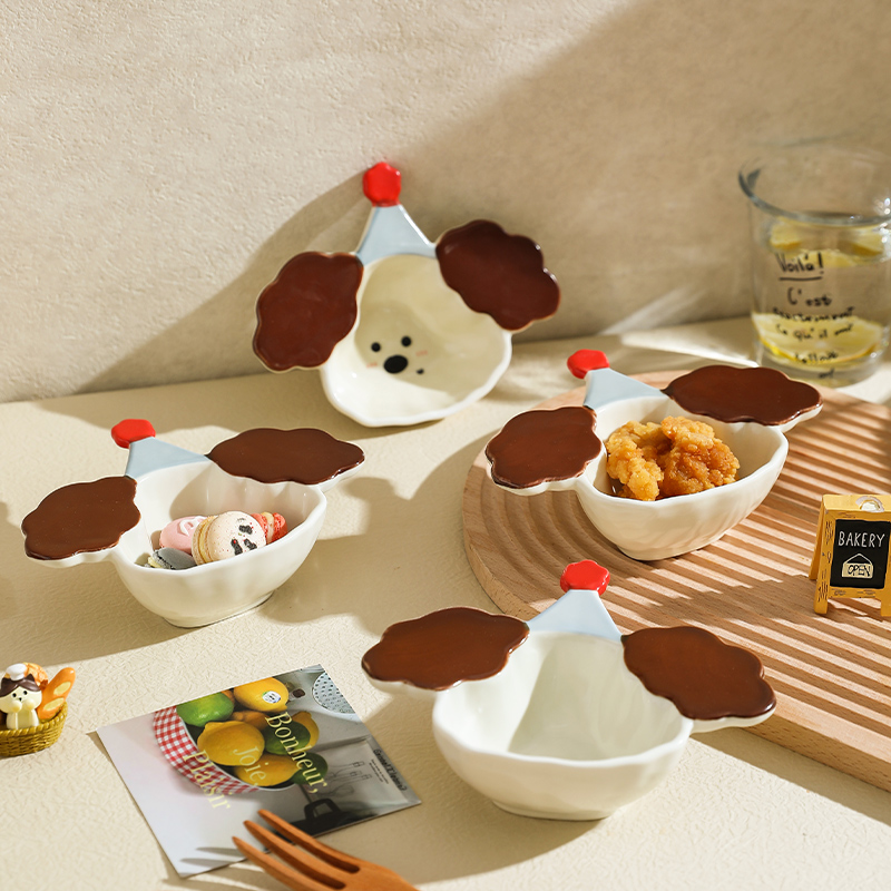 舍里可爱狗狗小料碟家用小吃碟蘸酱碟家用番茄酱沙拉酱醋汁味碟子